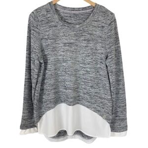 MARC NEW YORK Mixed Media Gray Space Dyed Sweater XL
